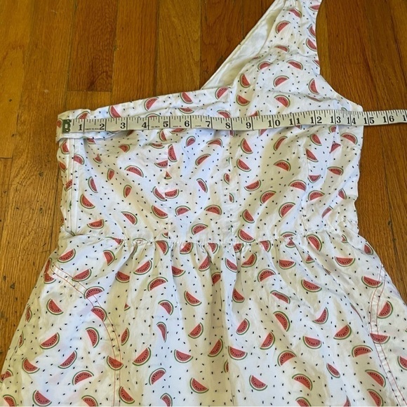 Anthropologie HD In Paris One Shoulder White Watermelon Print Dress Size 6 - Picture 3 of 9